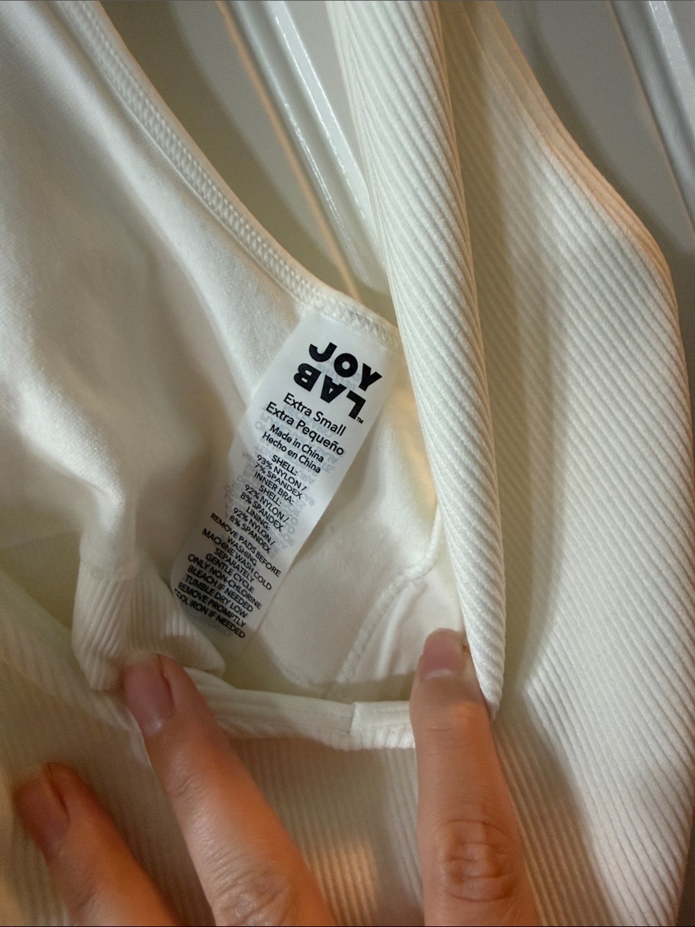 JoyLab White Ribbed V-Neck Racerback Tank - Picture 2 of 3